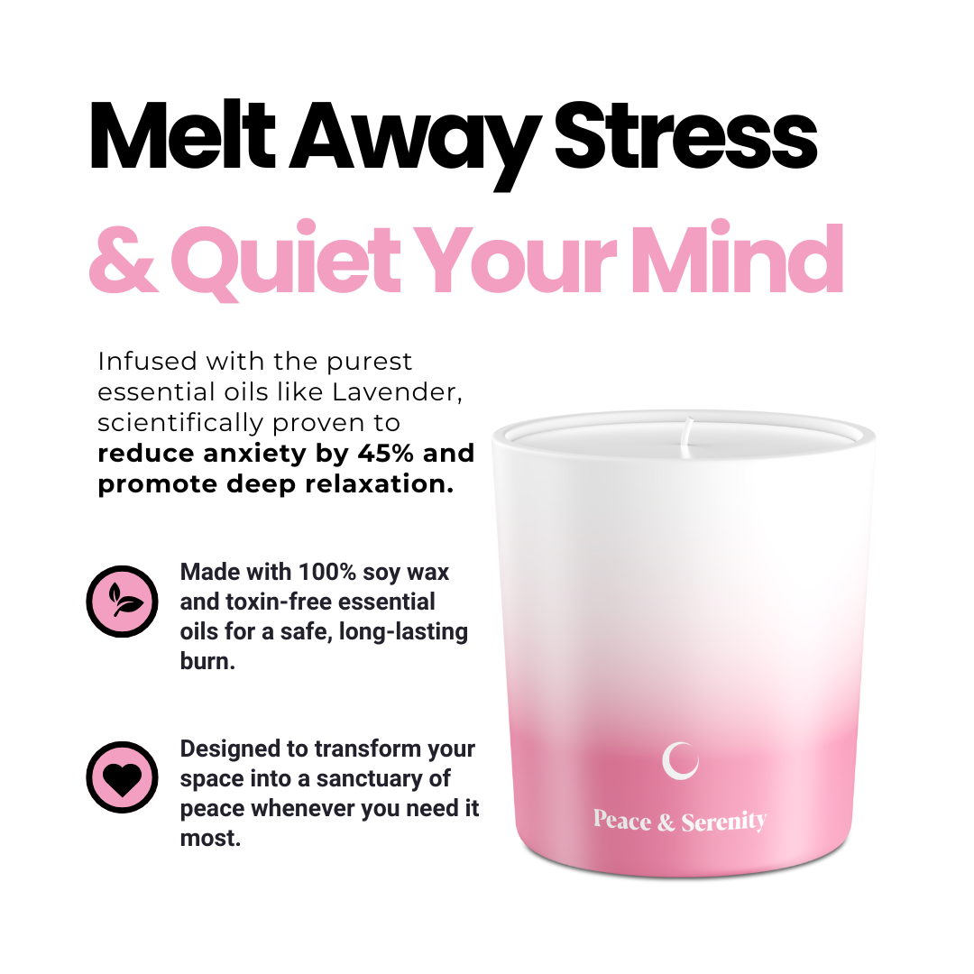 Soy wax aromatherapy candle for anxiety and sleep – infused with calming lavender, warm vanilla, and grounding amber.